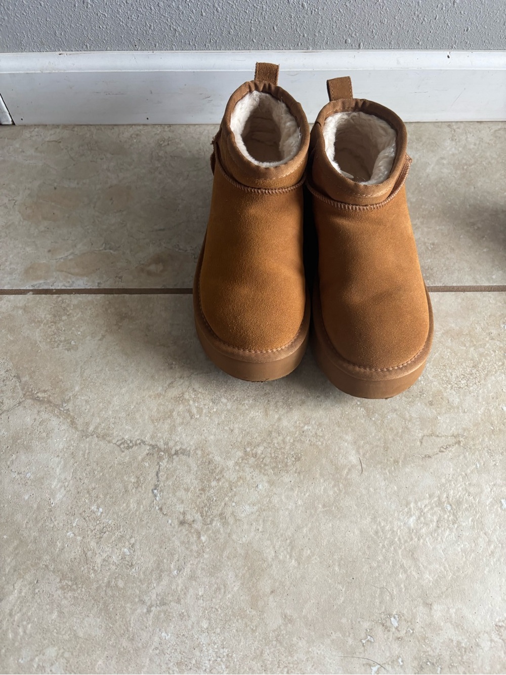 Lamo Chestnut Faux-Shearling Ankle Booties